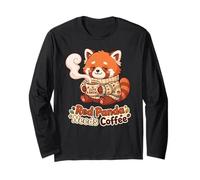 Red Panda Needs Coffee Red Panda Girls Kids Manche Longue