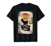 Red Panda Samurai Ronin Rétro Style Japonais T-Shirt