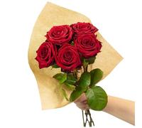 Red Passion Bouquet de roses fraîches, 5 tiges, longueur de la tige : env. 50 cm