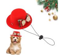 Red Pet Hats Christmas, Dog Hats Bow Tie Christmas Deer Pattern Pet Hats, Soft Cute Christmas Ornaments, Adjustable Pet Costume, Christmas Red Hat Small Pet, Easy to Use, Portable for Pets