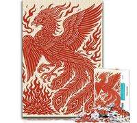 Red Phoenix Rising Poster Mythical Fire Bird Puzzle en Bois, 1000 pièces