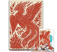 Red Phoenix Rising Poster Mythical Fire Bird Puzzle en Bois, 300 pièces