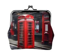 Red Phone Booth London Street Petit portefeuille pour femme, porte-monnaie pour femme, petit portefeuille pour femme, avec fermeture éclair et verrou, noir, One Size, Art déco