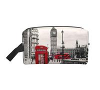 Red Phone Booth London Street Print Trousse de toilette de voyage, grande capacité pour femme, trousse de toilette pour homme, blanc, Taille unique