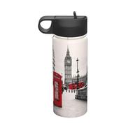 Red Phone Booth London Street Printing Bouteille d'eau isotherme en acier inoxydable 532 ml