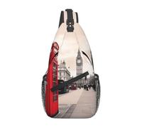Red Phone Booth London Street Sac de poitrine imprimé pour homme et femme - Sac à bandoulière léger pour l'école, la randonnée, le cyclisme, les voyages, Noir , Taille unique, Sac à dos de