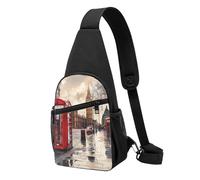 Red Phone Booth London Street Sac de poitrine imprimé pour homme et femme, sac banane d'extérieur à bandoulière pour randonnée, sport, Noir , Taille unique, Sac à dos décontracté