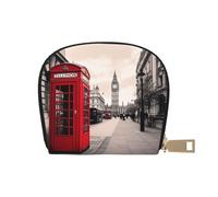 Red Phone Booth London Street Sac en cuir semi-circulaire pour cartes, compact et pratique, facile à ranger, blanc, Taille unique