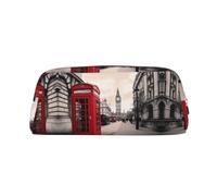 Red Phone Booth London Street Trousse à crayons en cuir avec fermeture éclair tridimensionnelle, simple et élégante, tendance et pratique, doré, Taille unique, Cartable