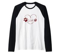 Red Plaid Dog Paw Print Heart Love Buffalo Matching Family Manche Raglan