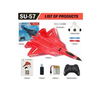 (Red) Planeur radiocommandé SU-57 avec éclairage LED 2,4 GHz, en mousse EPP.