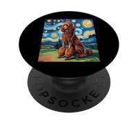 Red Poodle Dog Van Gogh Style Starry Night PopSockets PopGrip Adhésif