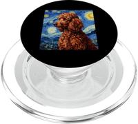 Red Poodle Dog Van Gogh Style Starry Night PopSockets PopGrip pour MagSafe