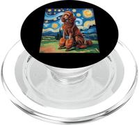 Red Poodle Dog Van Gogh Style Starry Night PopSockets PopGrip pour MagSafe