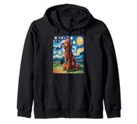 Red Poodle Dog Van Gogh Style Starry Night Sweat à Capuche