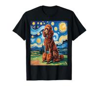 Red Poodle Dog Van Gogh Style Starry Night T-Shirt