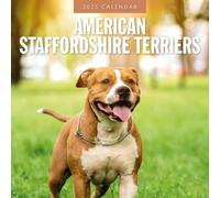 Red Robin Calendrier mural mensuel 2025 American Staffordshire Terriers | 30,5 x 61 cm ouvert | Papier épais et robuste de qualité supérieure | Calendrier de 12 mois à suspendre | Sans plastique |
