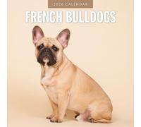 Red Robin Calendrier mural mensuel 2026 avec bouledogues français | 30,5 x 61 cm ouvert | Papier épais et robuste de qualité supérieure | Calendrier de 12 mois à suspendre | Notes lignées et zone de