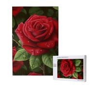 Red Rose 2 Puzzle imprimé avec boîte de rangement - Puzzle en bois pour adultes et enfants - 1000 pièces - Jeu décoratif amusant en famille