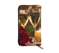 Red Rose and Wine - Portefeuille romantique en cuir avec fermeture éclair, noir, taille unique, noir, taille unique, Noir , Taille unique