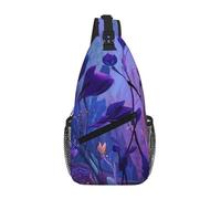 Red Rose And Wine Romantic Lovers_1 Sac à bandoulière décontracté pour homme avec plusieurs poches pour voyage et usage quotidien, Plantes violettes_1, Taille unique