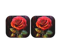 Red Rose Art - Lot de 2 pare-soleil pliables pour pare-brise de voiture pour la plupart des voitures, accessoires d'intérieur de véhicule universels - Bloque le soleil - Taille M