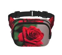 Red Rose Flower 1 Print Trendy Pack Crossbod Square Double Layer Waist Bag Travel and Workout Accessory, Noir, Taille unique, Noir, Taille unique