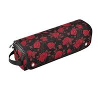 Red Rose Gothic Housse de voyage pour fer à friser 2 en 1 et tapis résistant à la chaleur avec fermeture éclair amovible, accessoires de coiffure pour fer à lisser, fer à friser, sac de voyage pour