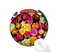 red rose orange roses blanches tapis de souris en caoutchouc de sapin de noël