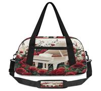 Red Rose Sac de sport pour enfants, garçons et filles, adolescents, blanc piano musique, sport, gym, voyage, gymnastique, danse, multicolore