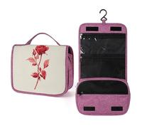 Red Rose Trousse de toilette minimaliste pour femme avec crochet pour shampooing