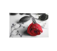 Red Rose2 Bannière décorative à quatre trous pour intérieur et extérieur Motif roses rouges