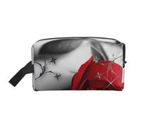Red Rose2 Trousse de toilette de voyage avec impression de grande capacité pour femme et homme, blanc, Taille unique