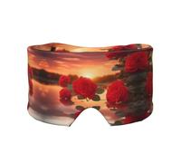 Red Roses at Sunset Bandeau unisexe pour dormir sur le côté, masque pour les yeux et cache-oreilles (68,1 x 10,9 cm), intérieur et extérieur, voyage, yoga, confort réglable