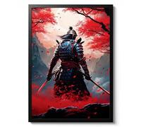 Red Samurai by 1926, Anime Style Warrior Print, poster, art mural sur le thème du Japon, illustration moderne, cadeau, archivage mat, 50 x 70 cm (impression uniquement) - 50 x 70 cm