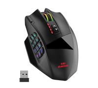 RED SAMURAI Souris de jeu MMO sans fil, 12 boutons latéraux, 16 boutons programmables, 16 000 DPI, souris rechargeable RVB, batterie de 70 heures, souris macro USB-C sans fil/filaire 2,4 G pour PC
