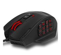 RED SAMURAI Souris filaire pour jeu, 16400 dpi 1000 Hz, 18 boutons programables, poids réglable, prise en main stable, rétroéclairage, compatible avec MMO/FPS/MOBA, utilisation quotidienne,