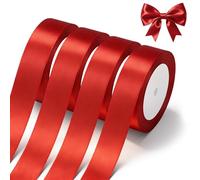 Red Satin Ribbon 4 Rolls x 1 Inch Red Wide Satin Fabric Ribbon for Gift Packaging, Christmas, Wedding, Flower Bouquet, Holiday Party, Invitation