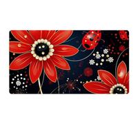 Red Seven Star Ladybug-147 Tapis de cuisine de luxe pour sol, lavable en machine et imperméable, séchage rapide, antidérapant, motif rétro vintage