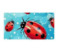 Red Seven Star Ladybug-201 Tapis de cuisine de luxe pour sol, lavable en machine et imperméable, séchage rapide, antidérapant, motif rétro vintage