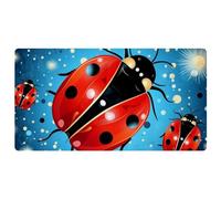 Red Seven Star Ladybug-216 Tapis de cuisine de luxe pour sol, lavable en machine et imperméable, séchage rapide, antidérapant, motif rétro vintage