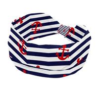 Red Ship Anchor Marine White Stripe Large Bandeau Turban Doux Antidérapant Bandeau Élastique Sudation Yoga Entraînement Bandeau Cross Knotted Hairwrap Bandana