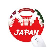 red silhouette landmark japon tapis de souris en caoutchouc de sapin de noël