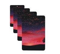 Red Sky at Night Lot de 4 cartes désodorisantes pour voiture étoilée pour homme et femme - Accessoires de voiture mignons - Diffuseur de parfum durable à suspendre - Tablettes d'aromathérapie pour