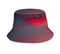 Red Sky at Night Starry Chapeau de plage unisexe avec protection UV pour golf, randonnée, pêche, voyage, Noir/blanc, taille unique