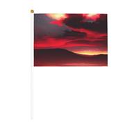 Red Sky at Night Starry Lot de 6 et 10 drapeaux à main, bannières sur bâton, petits drapeaux pour défilés, fête, bar, anniversaire