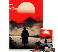 Red Sky for The Samurai Puzzles pour Adultes 1000 pièces Renforce la mémoire Divertissement Occasionnel Qualité supérieure Cadeau élégant (38x26cm)