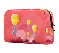 Red Sky Lantern Festival Trousse à cosmétiques pour femme Trousse de toilette de voyage Grande pochette de maquillage pratique avec fermeture éclair, multicolore, 18.5x7.5x13cm/7.3x3x5.1in, Trousse de
