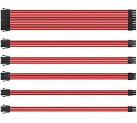 Red Sleeve Cables Kit de câbles d'extension d'alimentation avec câble d'extension gainé de 30 cm avec peignes pour alimentation ATX