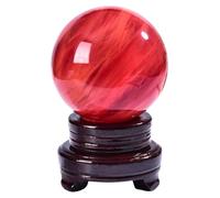 Red Smelt Quartz Crystal Ball with Stand,Beautiful Crystal Decorative Sphere for Office, Home Bedroom Desk Ornaments for, Divination,3.9"(10cm)